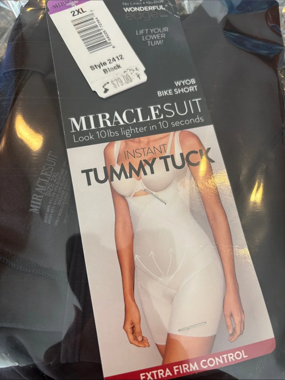 Miraclesuit Instant Tummy Tuck Open-Bust Bodysuit Short – NWT | 2XL | Black